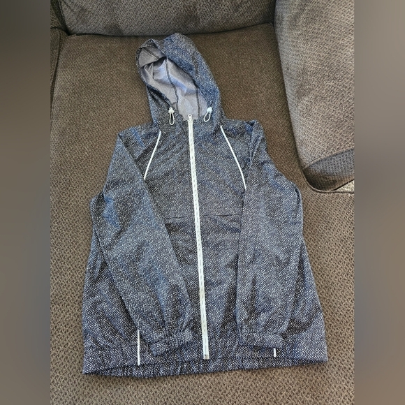 T by Talbots Windbreaker Hoodie Jacket Women M Full Zip BlackWhite   Lightweight - Picture 2 of 14